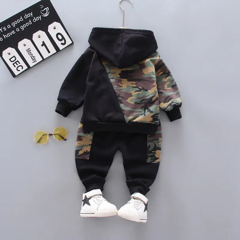 Boys Camouflage Hoodie Sweatshirt Set One Piece Drop Shipping - Image 4