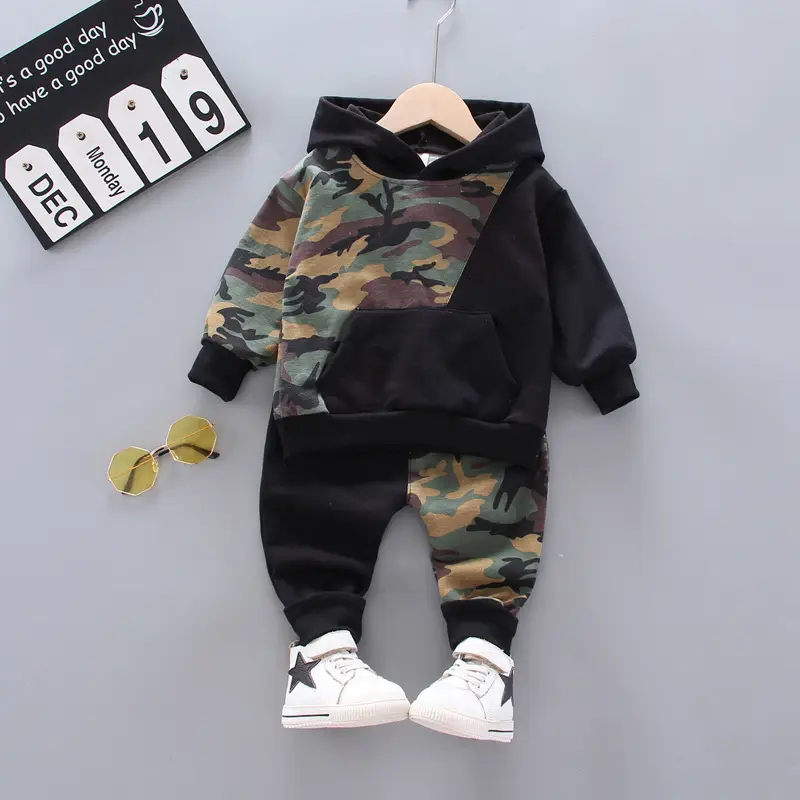 Boys Camouflage Hoodie Sweatshirt Set One Piece Drop Shipping - Image 2