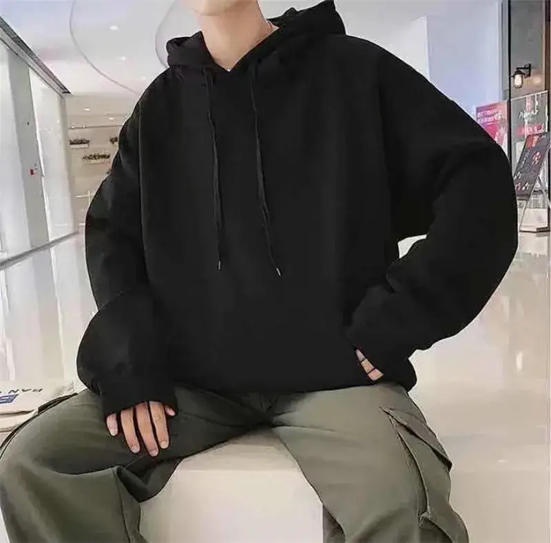 Men Grey Fleece Hoodie with Hooded Neck - Image 6