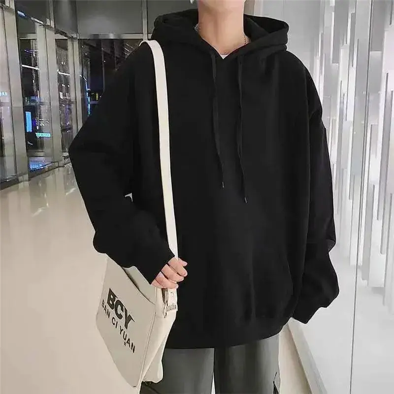 Men Black Hooded Sweatshirt Long Sleeve 202 Winter - Image 5