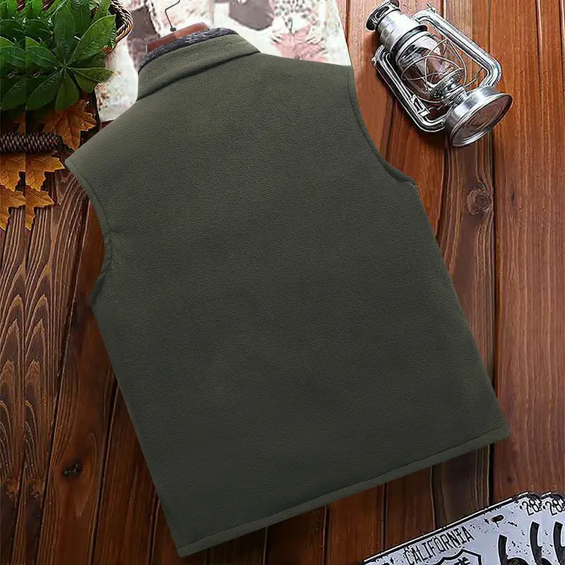 Men's Blue Fleece Sleeveless Vest for Outdoor Sports