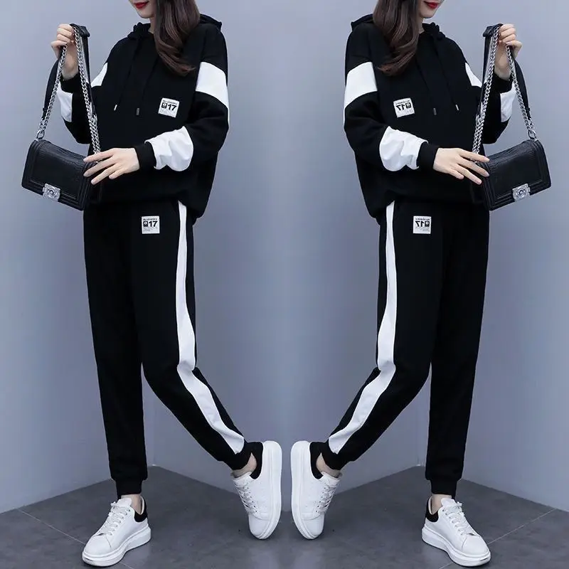 100kg Plus Size Women's Black Track Suit Set