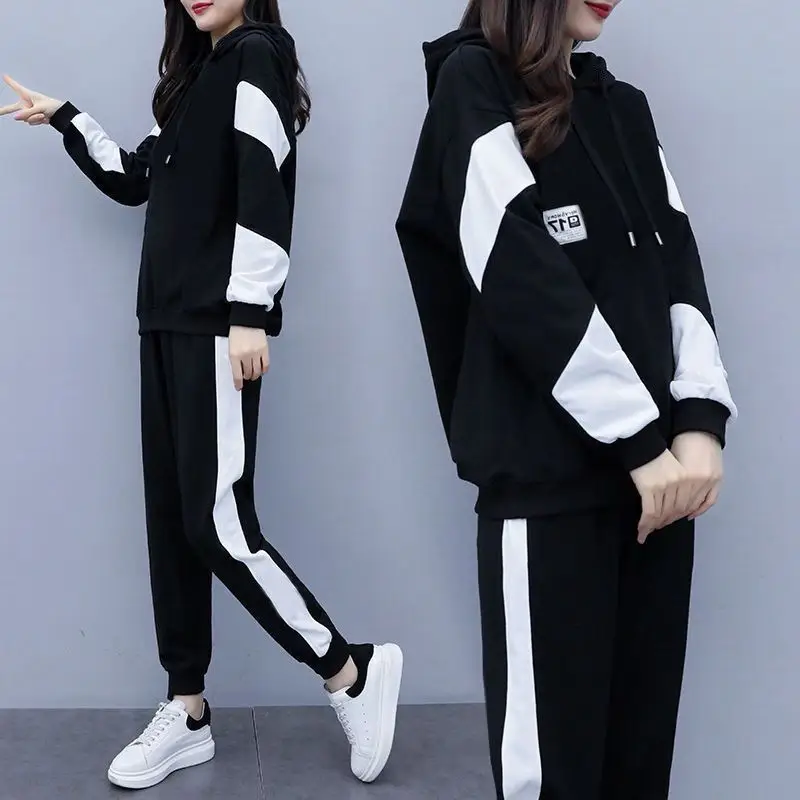 100kg Plus Size Women's Black Track Suit Set