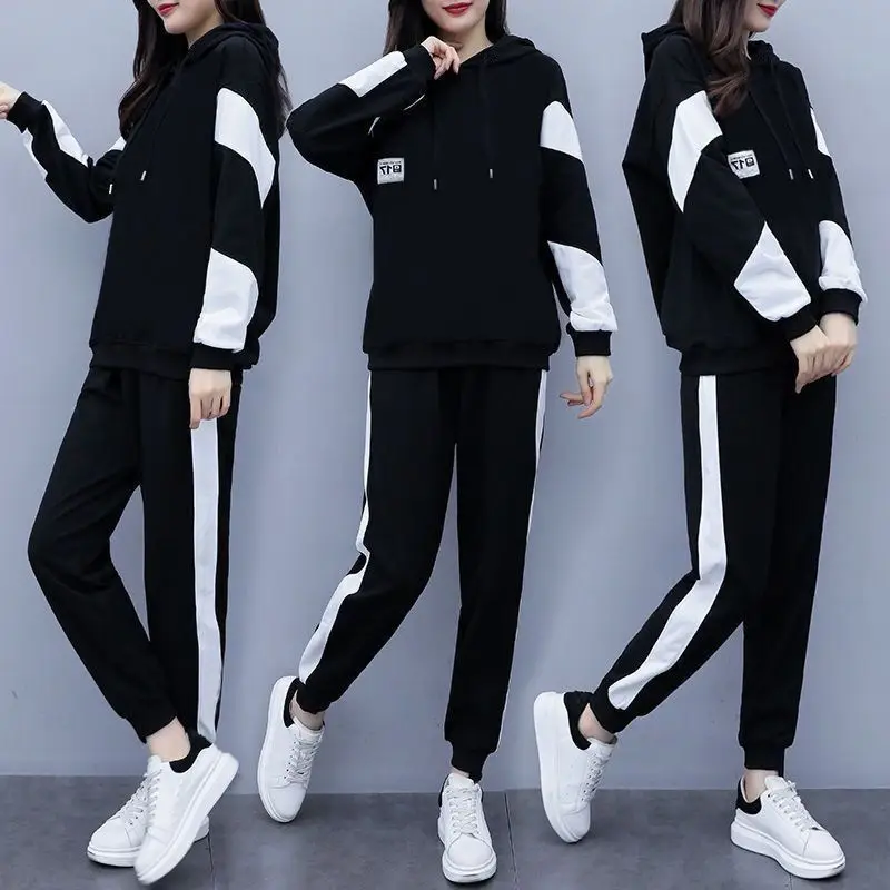 100kg Plus Size Women's Black Track Suit Set