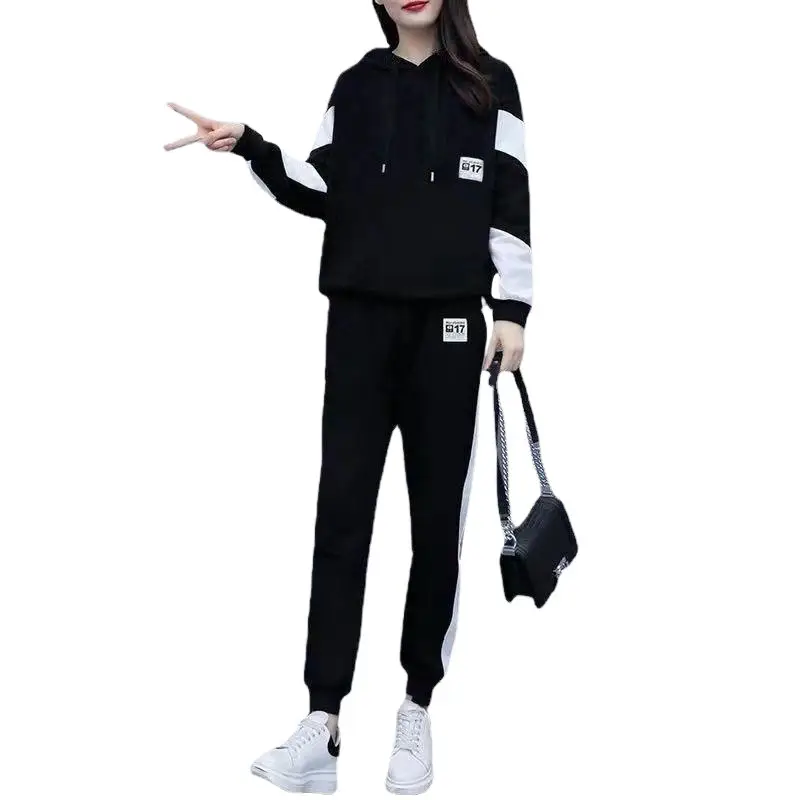 100kg Plus Size Women's Black Track Suit Set