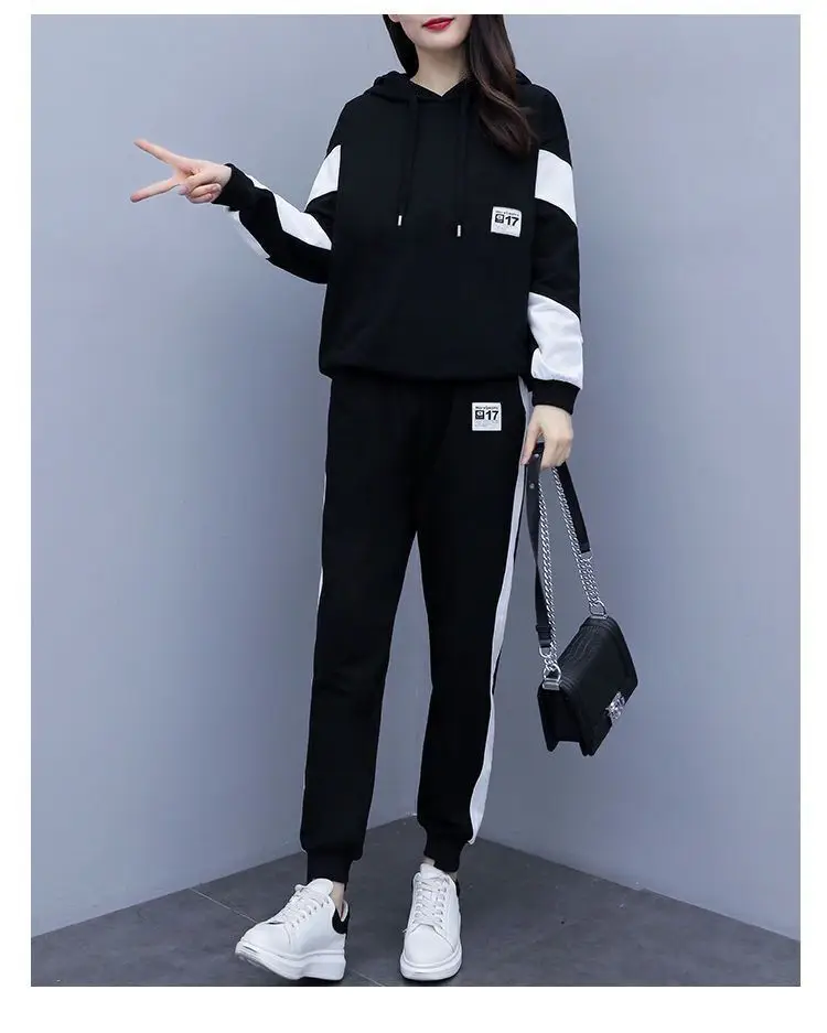 100kg Plus Size Women's Black Track Suit Set — feature 23