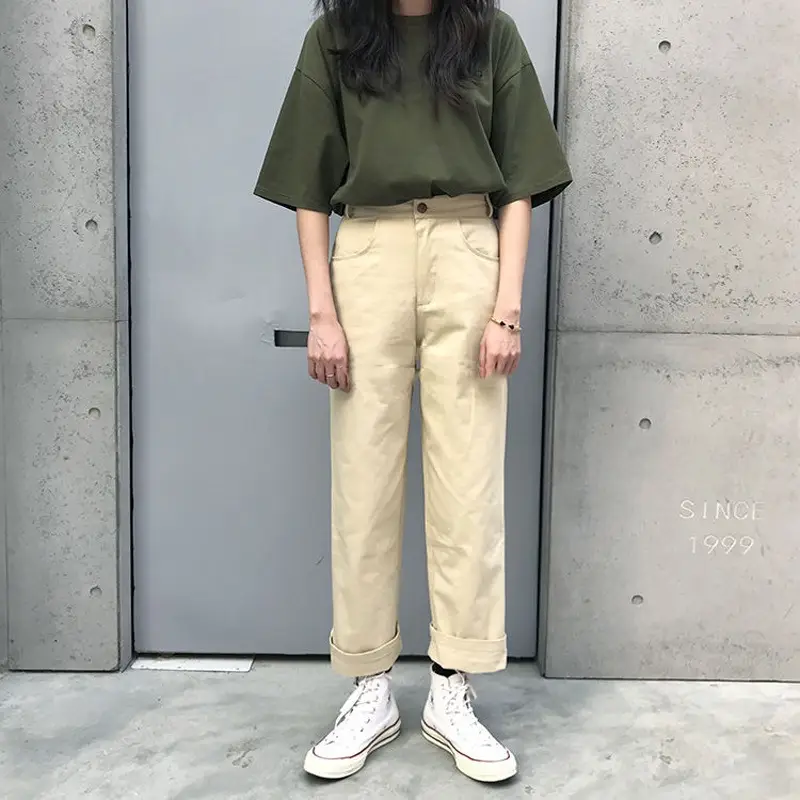 2026 Summer Korean Embroidered T-Shirt Women Loose Sleeve Green - Image 6