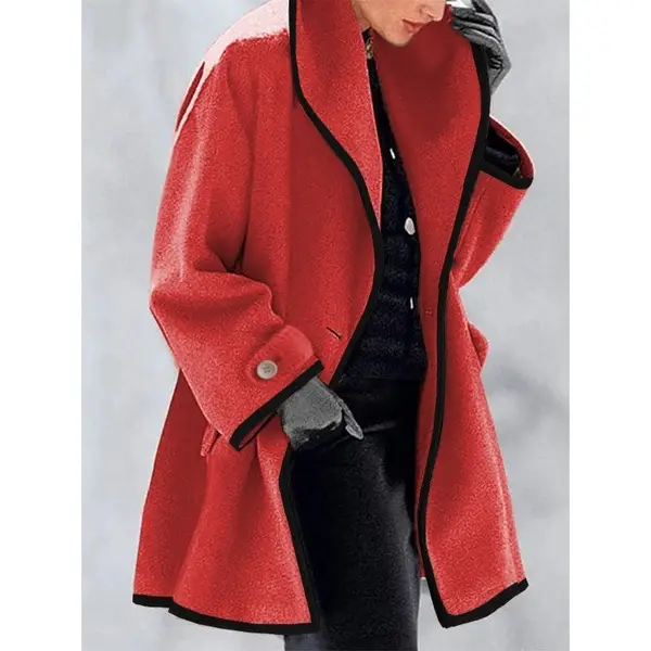 2023 Woolen Long Sleeve Hooded Coat for Women Multi Color - Image 4