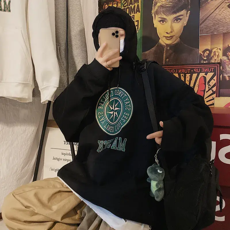 Men Grey Hoodie with Majestic Logo Print - Image 5