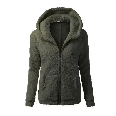 Women's Fleece Hoodie Brown Winter Jacket