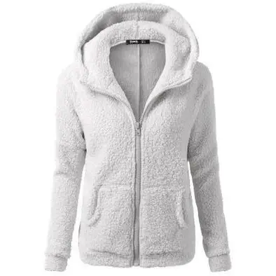 Women's Fleece Hoodie Brown Winter Jacket