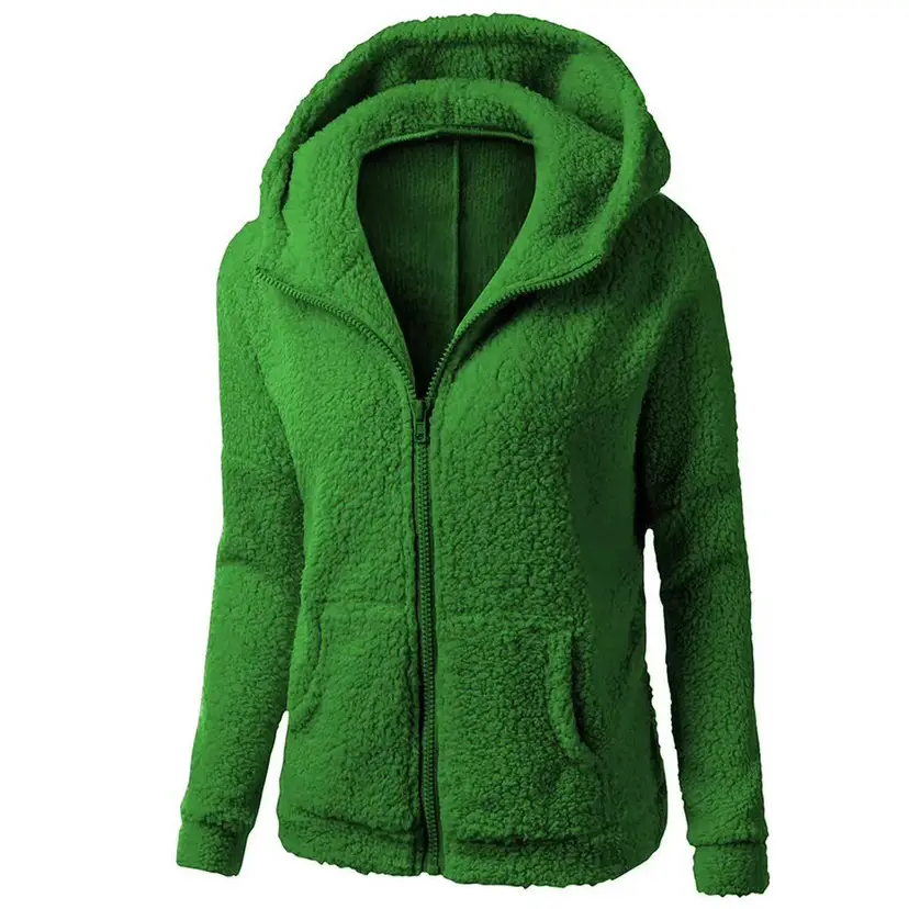 Women's Fleece Hoodie Brown Winter Jacket