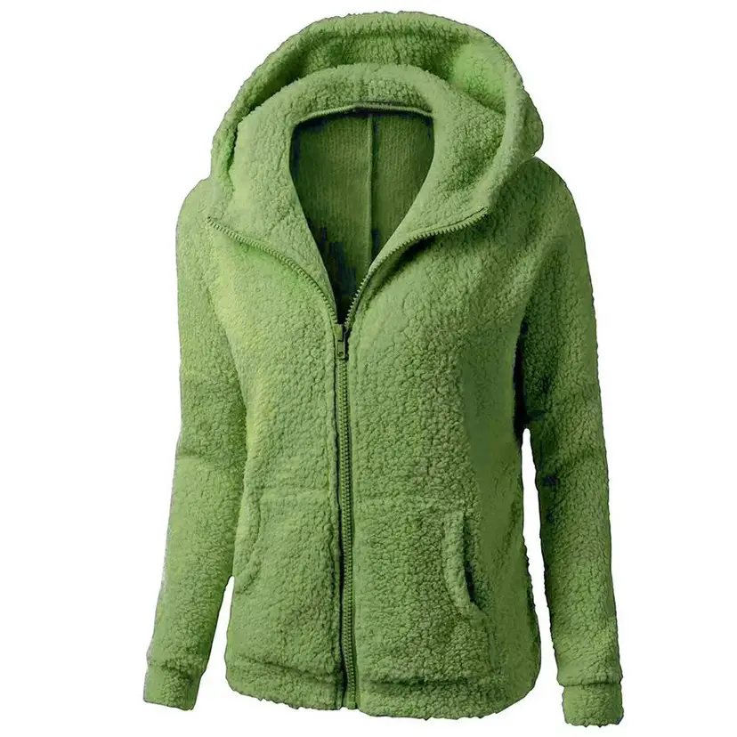 Women's Fleece Hoodie Brown Winter Jacket
