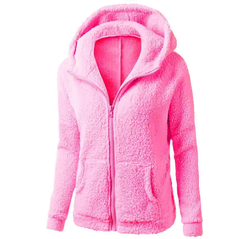 Women's Fleece Hoodie Brown Winter Jacket