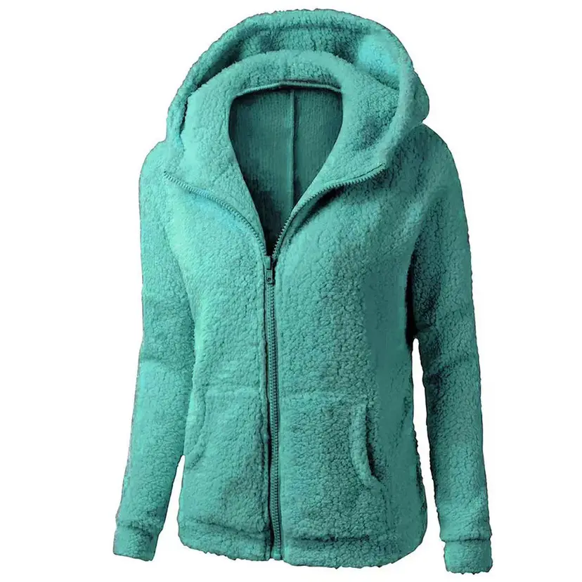 Women's Fleece Hoodie Brown Winter Jacket