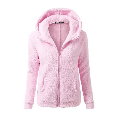 Women's Fleece Hoodie Brown Winter Jacket