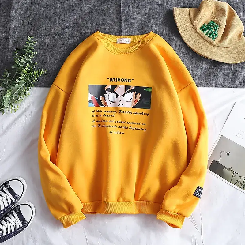 Men Korean Style Sweatshirt Grey Loose Fit Long Sleeve