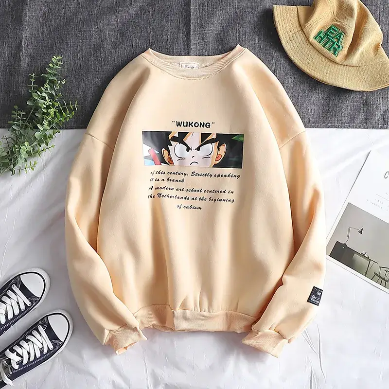 Men Korean Style Sweatshirt Grey Loose Fit Long Sleeve