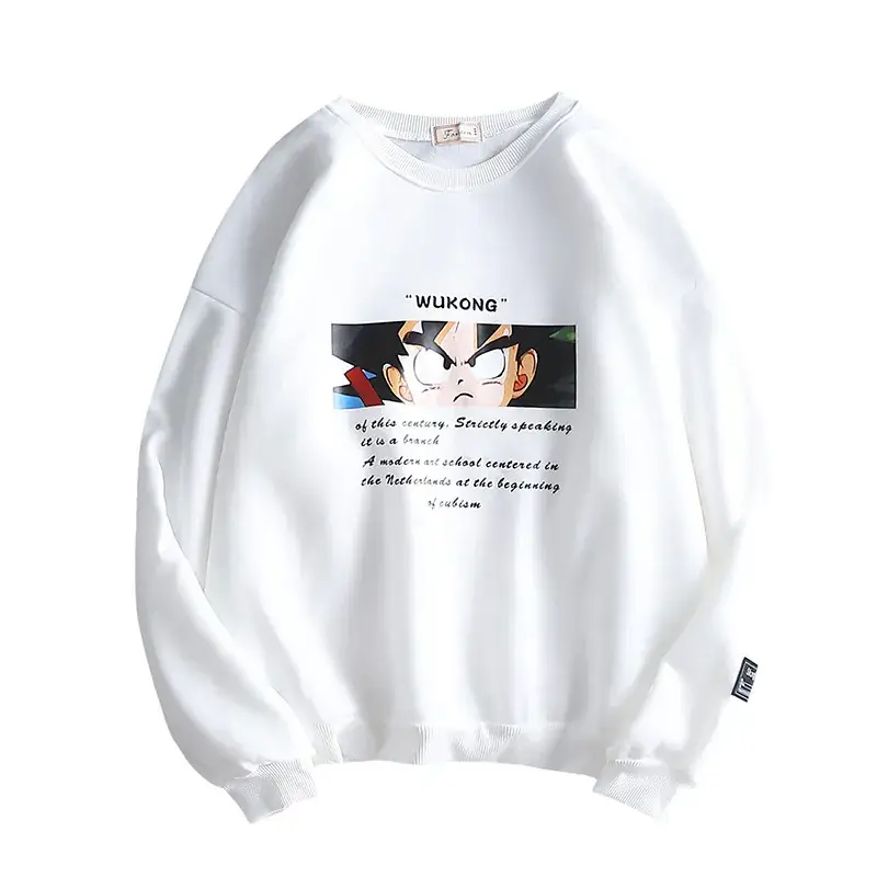 Men Korean Style Sweatshirt Grey Loose Fit Long Sleeve