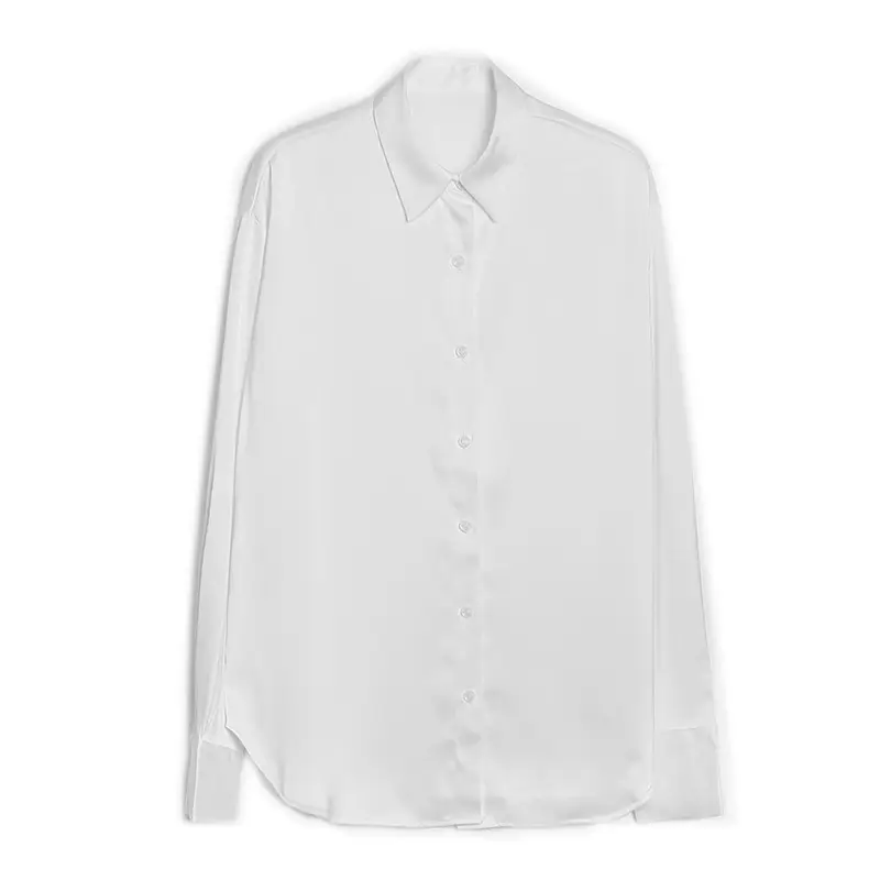 White Mercerized Satin Women's Shirt Small - Image 7
