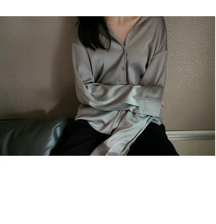 White Mercerized Satin Women's Shirt Small — feature 12