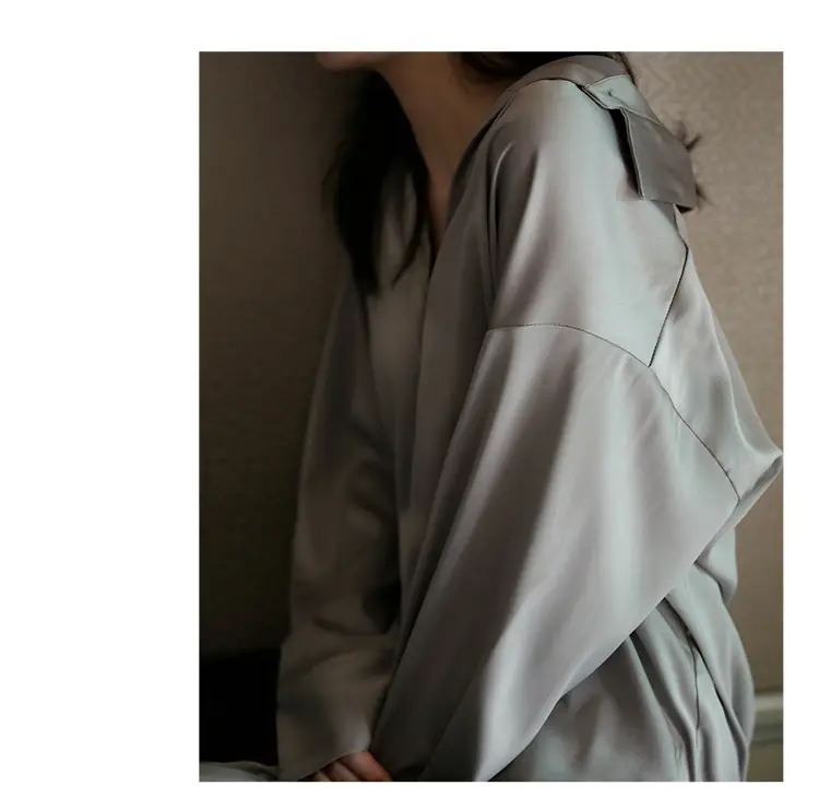 White Mercerized Satin Women's Shirt Small — feature 13