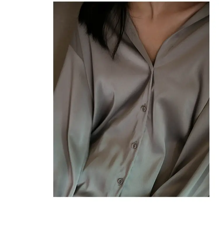 White Mercerized Satin Women's Shirt Small — feature 14