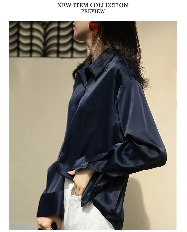 White Mercerized Satin Women's Shirt Small — feature 3