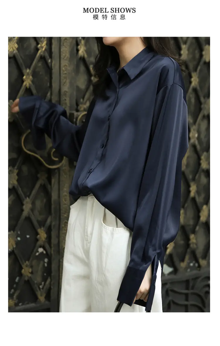 White Mercerized Satin Women's Shirt Small — feature 6