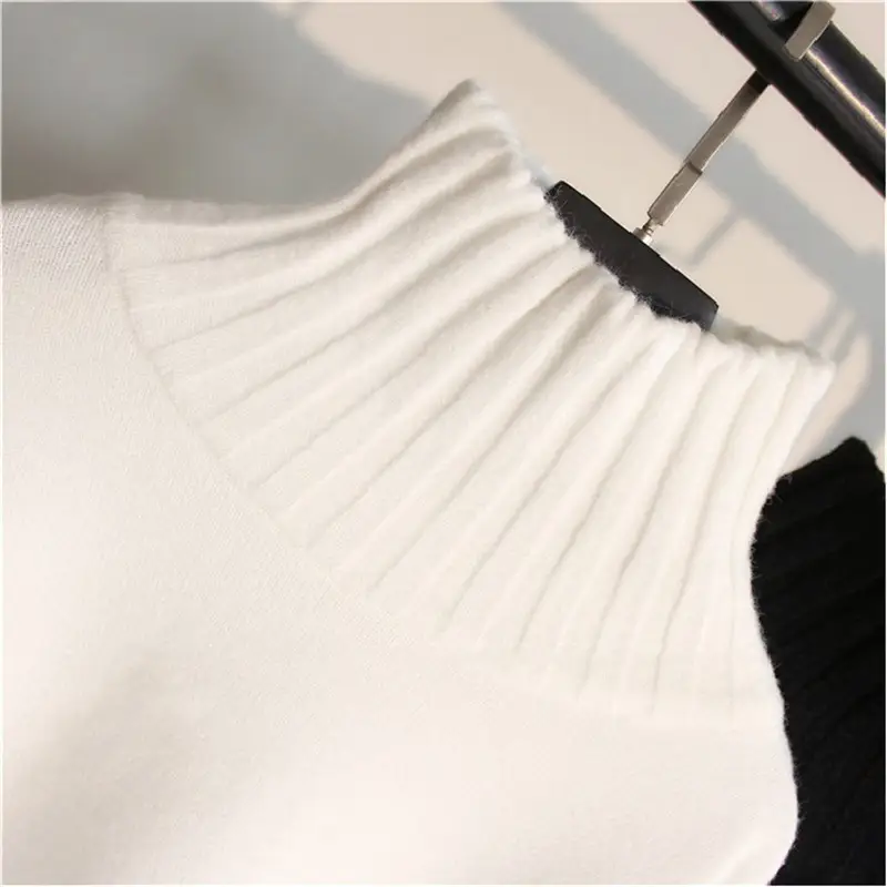 Women's 2023 White Loose Half-Turtleneck Sweater Top