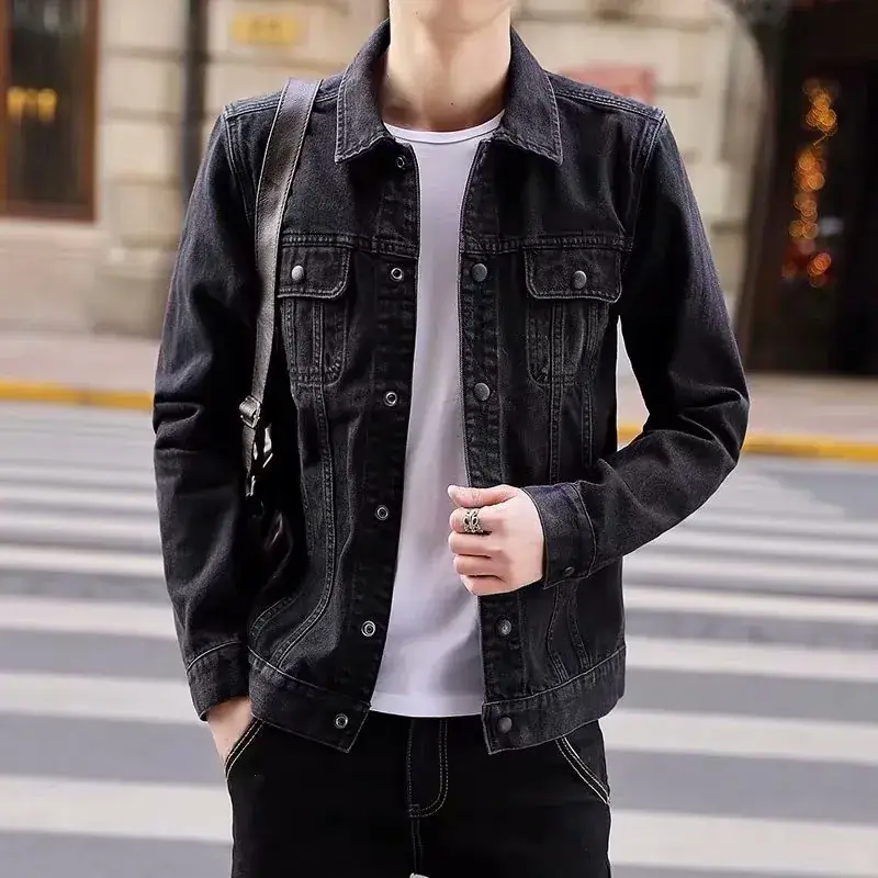 Men's Denim Jacket Black Slim Fit 2020 - Image 3