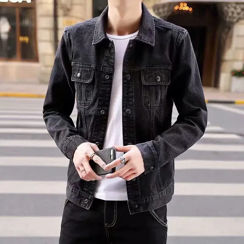 Men's Denim Jacket Black Slim Fit 2020 - Image 4