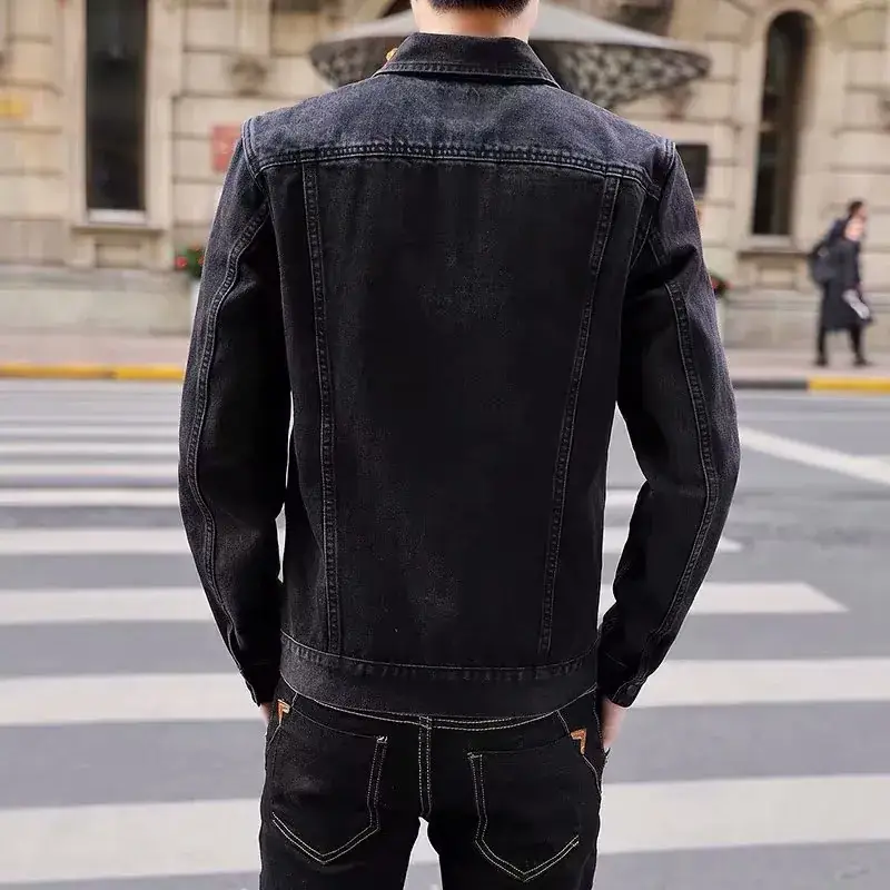 Men's Denim Jacket Black Slim Fit 2020 - Image 5