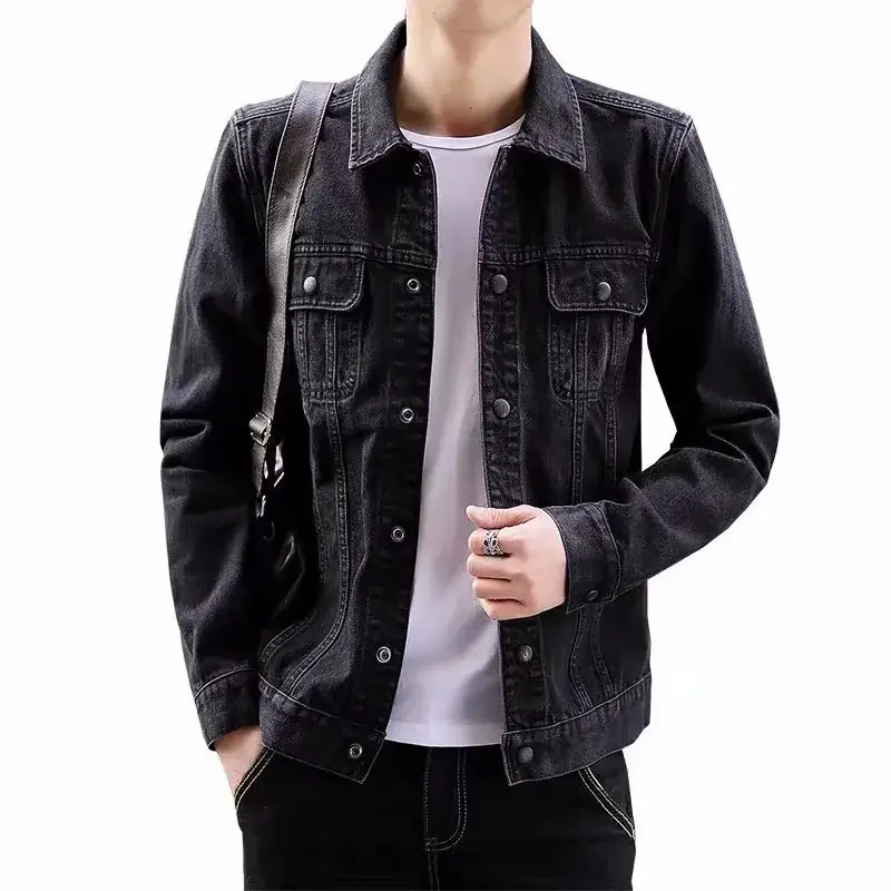 Men's Denim Jacket Black Slim Fit 2020 - Image 6