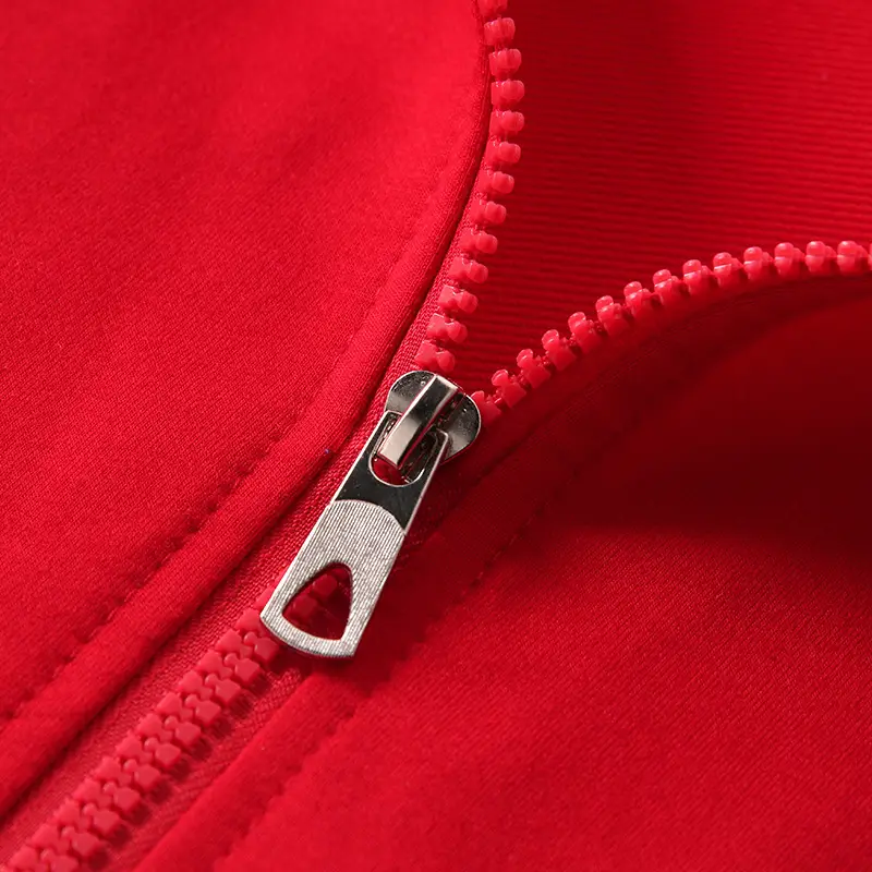 Men Full Zip Hoodie Pink Solid Color - Image 14