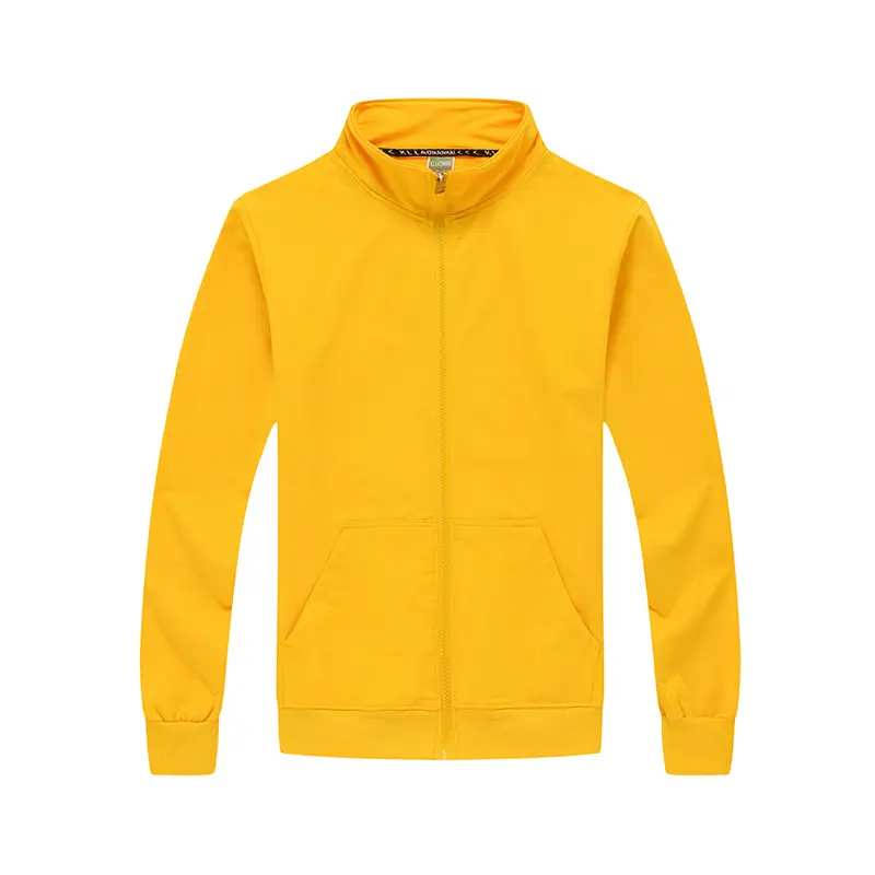 Men Full Zip Hoodie Pink Solid Color - Image 2