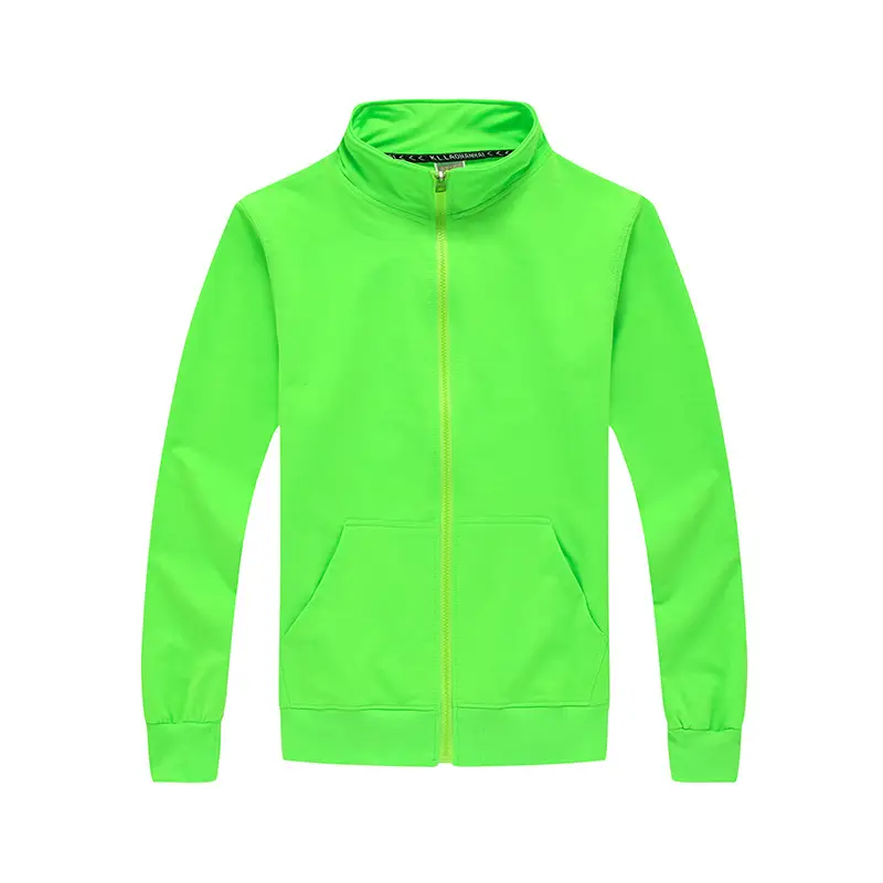 Men Full Zip Hoodie Pink Solid Color - Image 3
