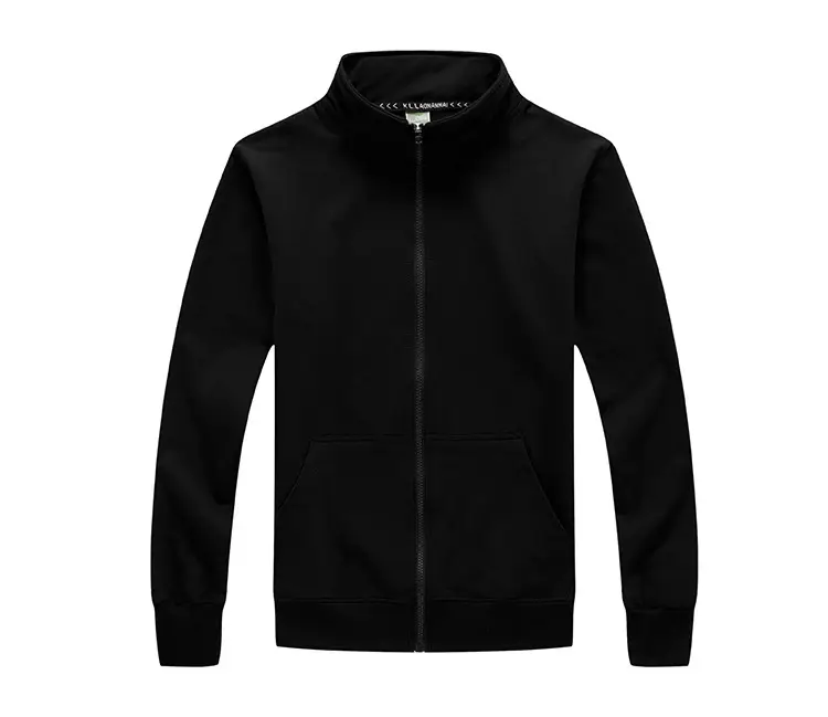 Men Full Zip Hoodie Pink Solid Color - Image 4