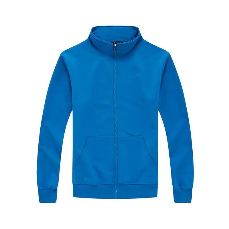 Men Full Zip Hoodie Pink Solid Color - Image 5