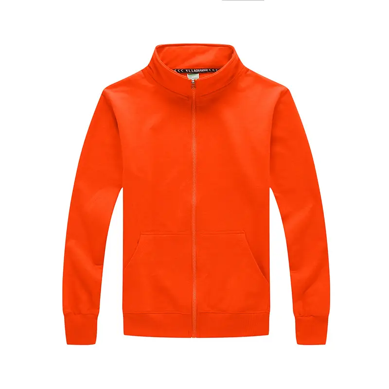 Men Full Zip Hoodie Pink Solid Color - Image 7