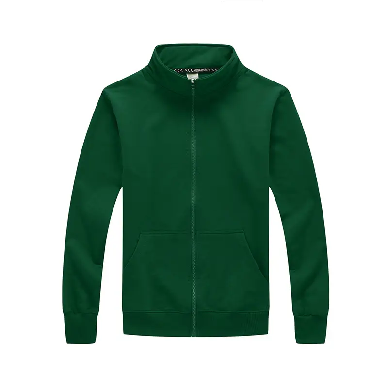 Men Full Zip Hoodie Pink Solid Color - Image 9
