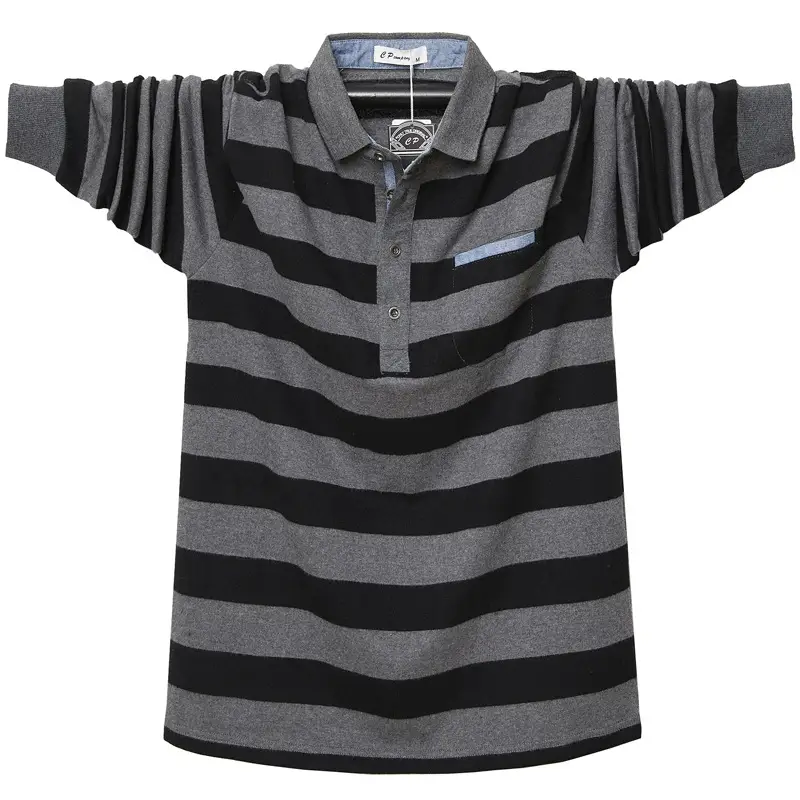 Men Striped Polo T-Shirt Green Blue White Medium - Image 4