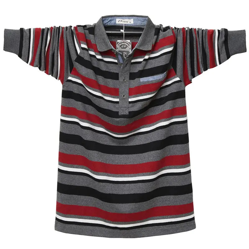 Men Striped Polo T-Shirt Green Blue White Medium - Image 5