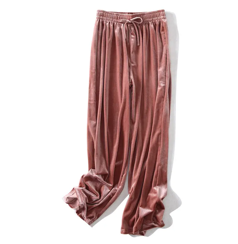 Gold Velvet Wide Leg Pants for Women Large — feature 10