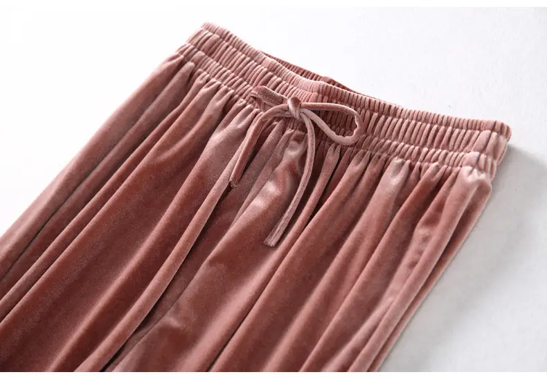 Gold Velvet Wide Leg Pants for Women Large — feature 11