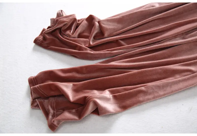 Gold Velvet Wide Leg Pants for Women Large — feature 12