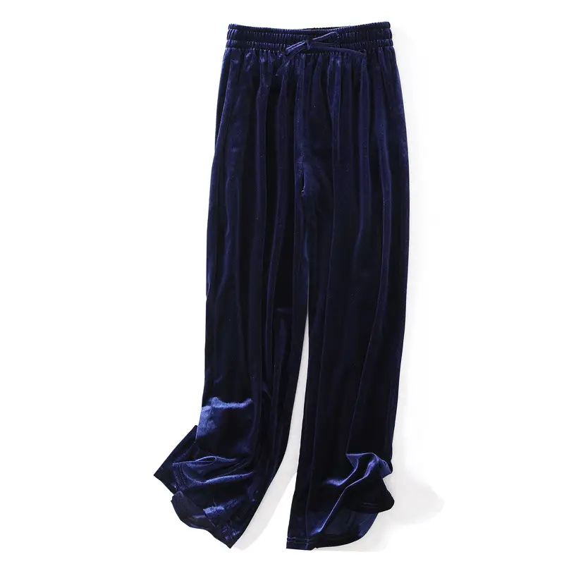 Gold Velvet Wide Leg Pants for Women Large - Image 3