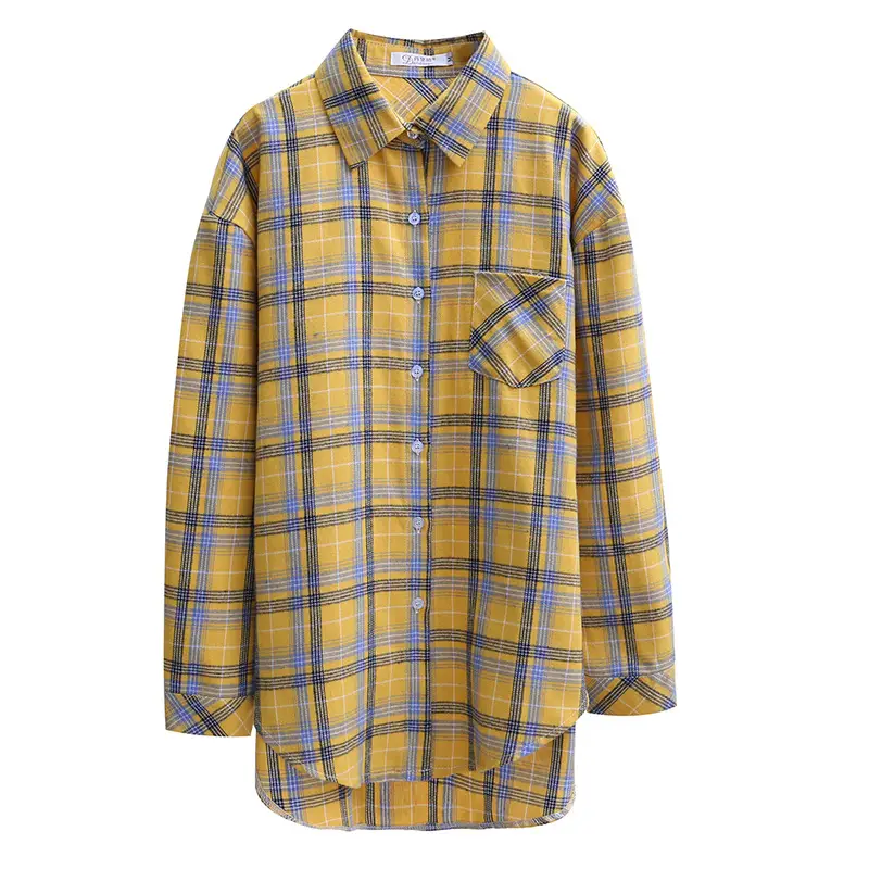 Women Plaid Long Sleeve Shirt Pink Blue Loose 2025 - Image 20
