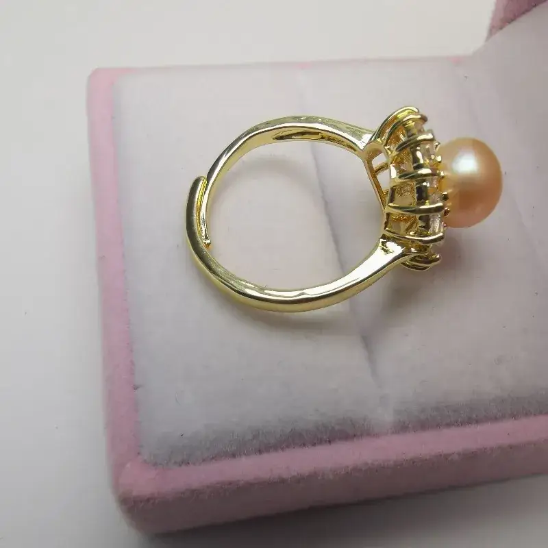 Natural Pearl Ring with Gemstones Gold Plated - Image 7