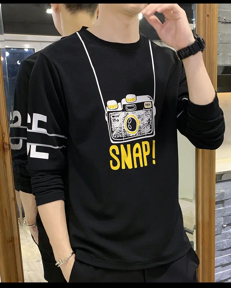 Men Yellow Snap Print Long Sleeve T-Shirt — feature 12